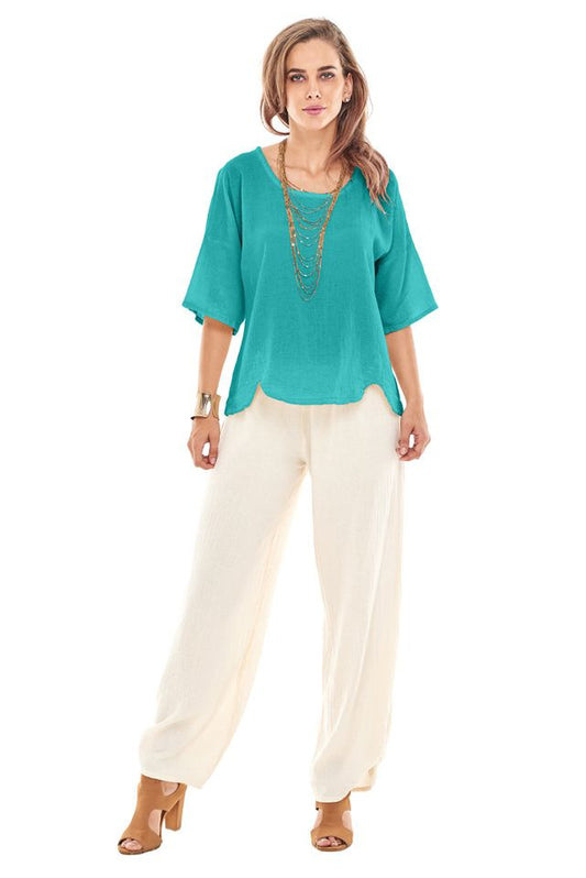 Oh My Gauze Scallop Blouse Reef