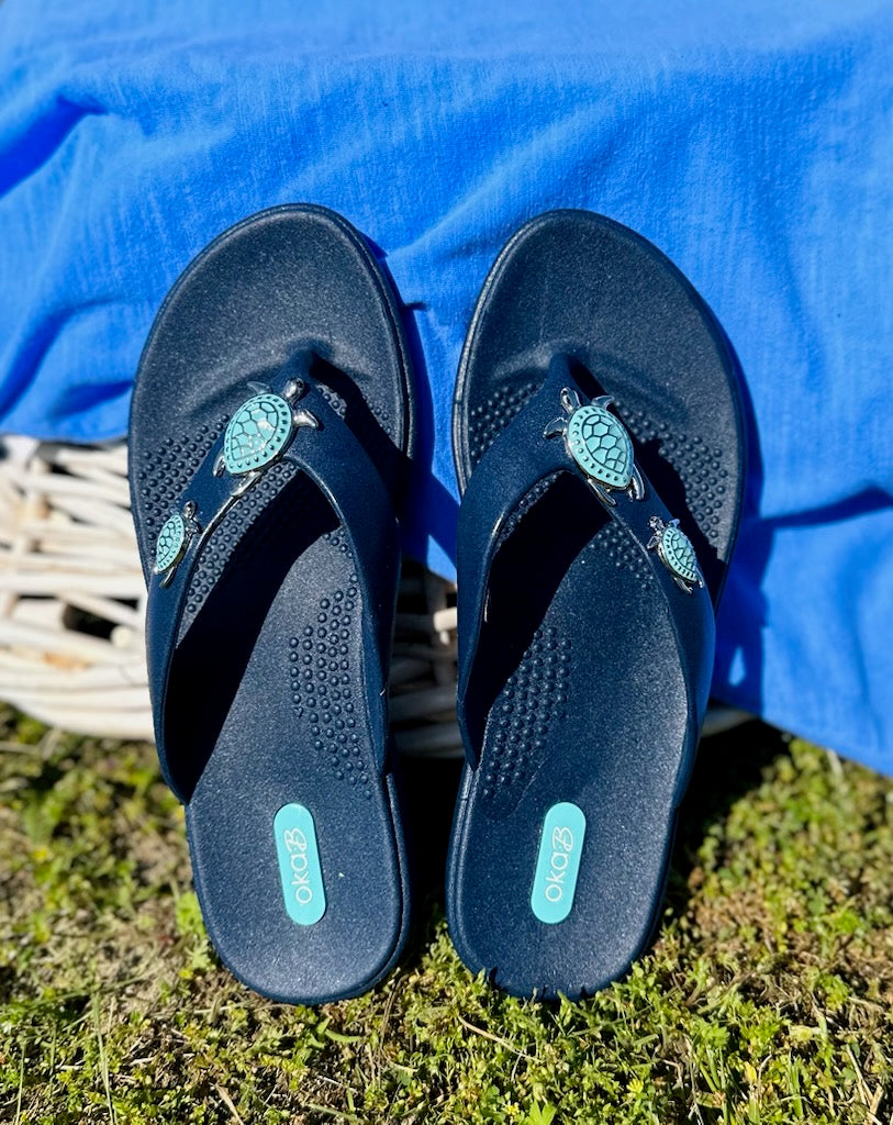 OkaB Theresa Navy Turtle Sandals – Blooming Boutique