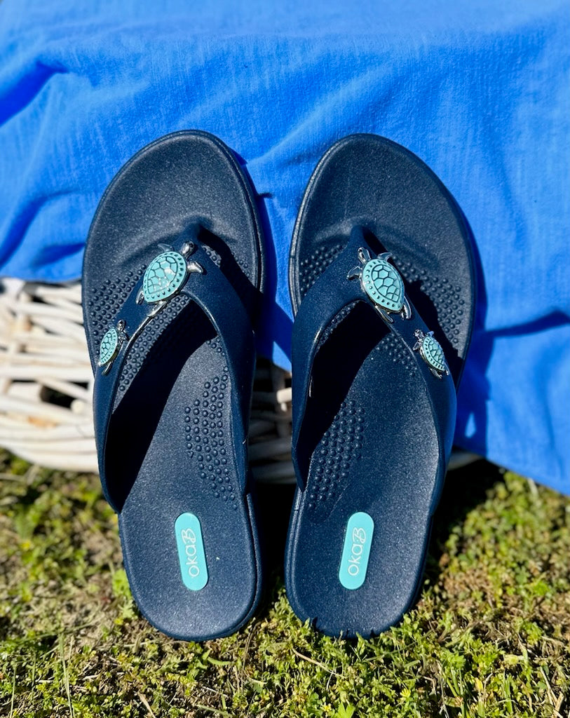 OkaB Theresa Navy Turtle Sandals