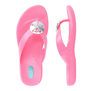 Oka B Sandy Flip Flops Princess Pink Sand Dollar Pendant 