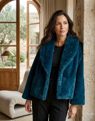 Olivia by Habitat Faux Fur Swing Jacket Spruce