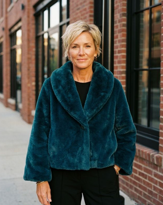 Olivia by Habitat Faux Fur Swing Jacket Spruce