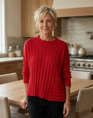 Olivia by Habitat Red Rib Pocket Pullover
