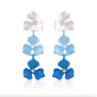 Blue Ombre Trillium Flower Drop Earrings