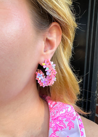 Pastel Flower Hoop Earrings