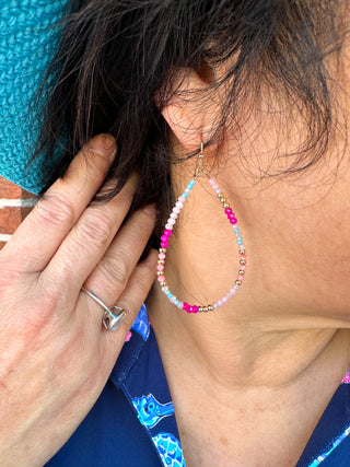 Pink and Turquoise Teardrop Earrings