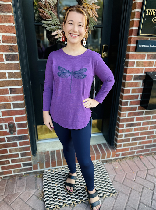 Escape by Habitat Plum Dragonfly High Low Scoop Neck Tee
