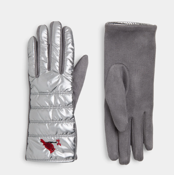 cardinal handschuhe Embroidered Cardinal Silver Puffer Touch Screen Gloves
