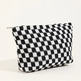 Travel Gingham Checker Makeup Cosmetic Pouch Bag