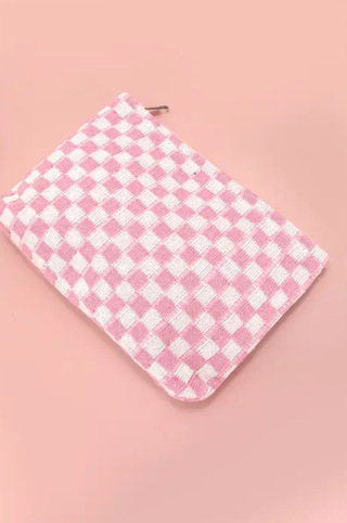 Travel Gingham Checker Makeup Cosmetic Pouch Bag