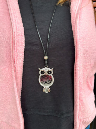 Silver Studded Owl Necklace