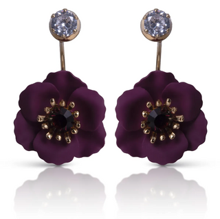 Single Berry Flower Drop Earrings with Crystal Post