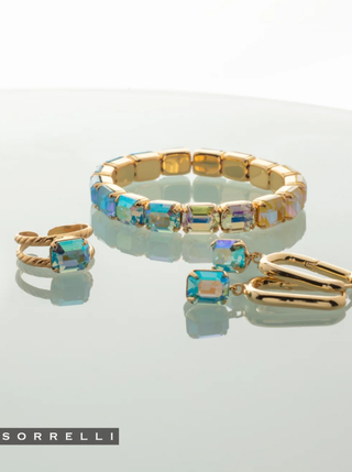 Sorrelli Aqua Aurora Borealis Octavia Adjustable Cocktail Ring