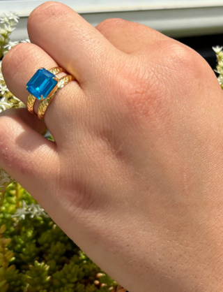 Sorrelli Caribbean Blue Opal Octavia Adjustable Cocktail Ring