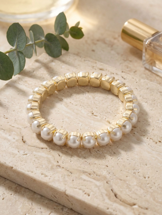 Sorrelli Modern Pearl 8 inch Sienna Stretch Bracelet