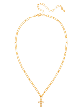 Sorrelli White Carly Cross Pendant Necklace