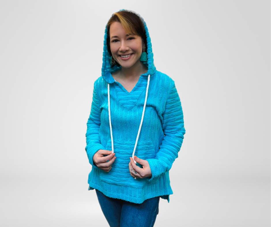 Escape by Habitat Island Striped Turquoise Terry Hoodie