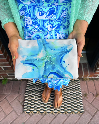 Watercolor Starfish Clutch Bag