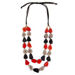 Marlene Red Charcoal Black Necklace