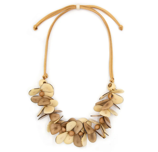Tagua Cafe con Leche Mariposa Necklace