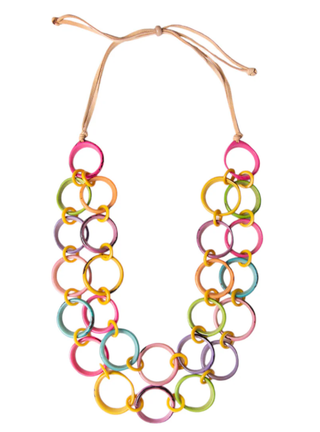 Tagua Pastel Multi Ring of Life Necklace