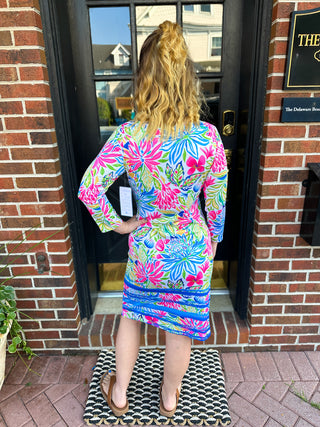 Tango Mango 3/4 Sleeve Bright Paradise Dress