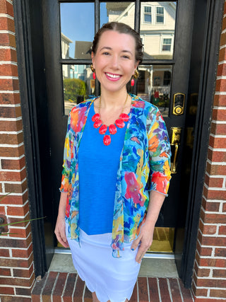 Tango Mango Sheer Mesh Bright Floral Bolero