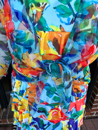 Tango Mango Sheer Mesh Bright Floral Bolero