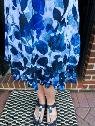 Tango Mango Sleeveless Blue Flower Multi Layer Dress