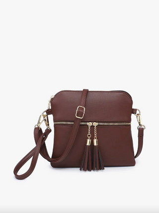 Tara 2 Tone Crossbody/Wristlet-Dark Chocolate