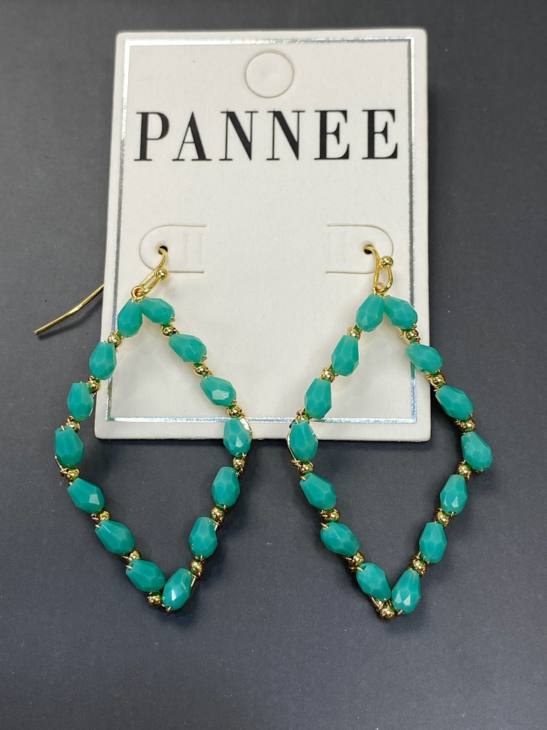 Turquoise Beaded Diamond Earrings