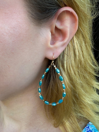 Turquoise Metallic Beaded Earrings