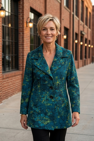 Olivia by Habitat Floral Print A-Line Car Coat Teal