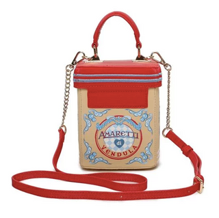 Vendula London Viva Italia Amaretti Biscuit Box Bag Back and Strap