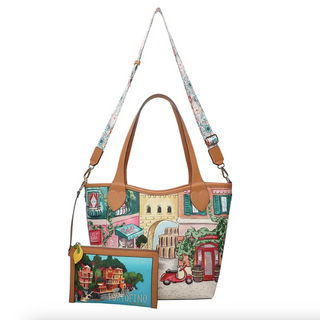 Vendula London Viva Italia Postcard Reversible Tote Bag Strap and Smaller Tote