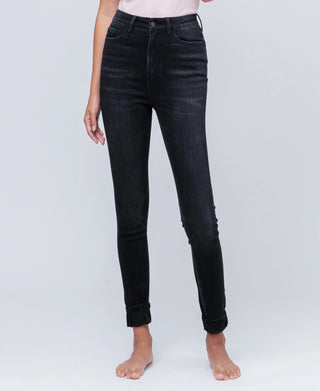 Vervet Marilyn Black Super High Rise Cuff Skinny Jeans