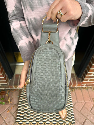 Waverly Woven Sling Bag Gray