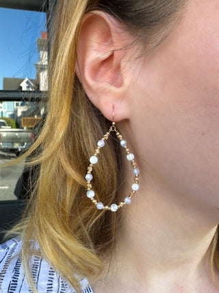 White and Gold Hoop Earrings