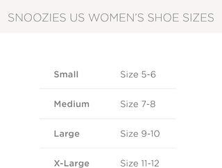 Snoozies women's size chart