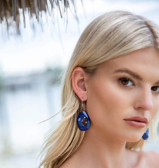 Tagua Amalia Azul Earrings