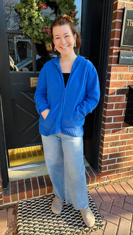 Lulu B Blue Hooded Chenille Sweater