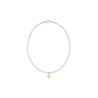 enewton hope classic silky white bracelet - signature cross small gold charm