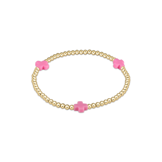 enewton signature cross 3mm gold bracelet pink