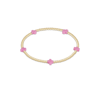 enewton signature cross small 2mm gold bracelet bright pink