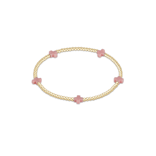 enewton signature cross small 2mm gold bracelet pink