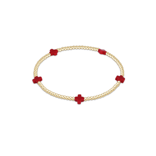 enewton signature cross small 2mm gold bracelet red