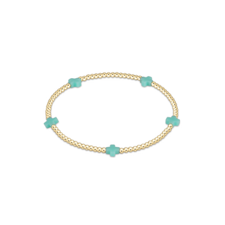 enewton signature cross small 2mm gold bracelet turquoise