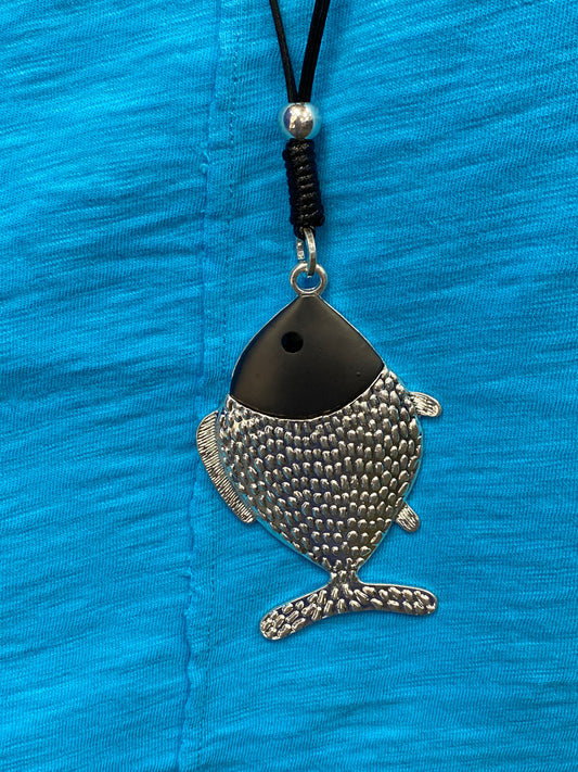 Hammered fish necklace