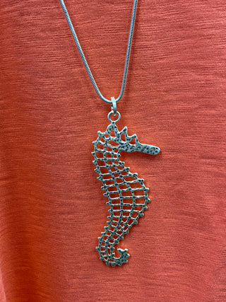 Hammered seahorse necklace