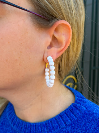 White Beaded Earrings